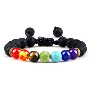 Bracelet Energetique 7 Chakras En Pierre Volcanique Pour Homme Et Et Femme