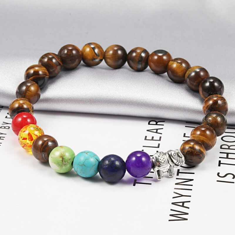 Bracelet Energie 7 Chakras Et Oeil De Tigre Protection Et Equilibre
