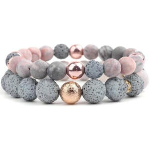 Bracelet Femme Elegant Pierres Volcaniques Noires Style Tendance 2