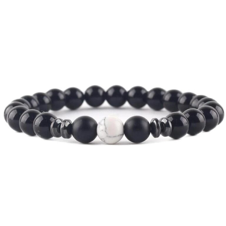 Bracelet Homme Elegant Pierre Noire Mate Style Tendance Et Raffine 1