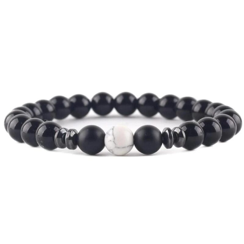 Bracelet Homme Elegant Pierre Noire Mate Style Tendance Et Raffine 1