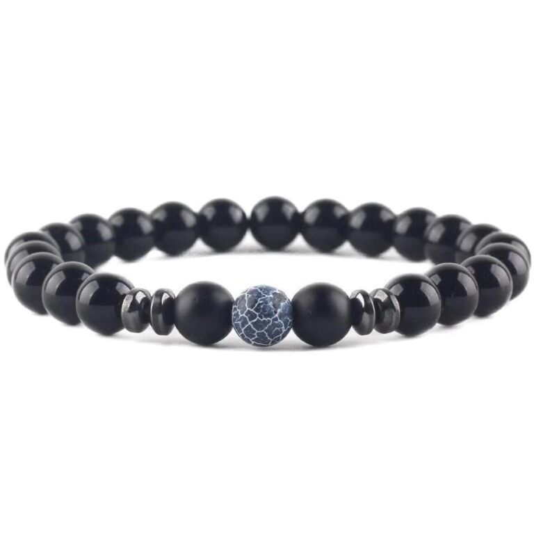 Bracelet Homme Elegant Pierre Noire Mate Style Tendance Et Raffine 10