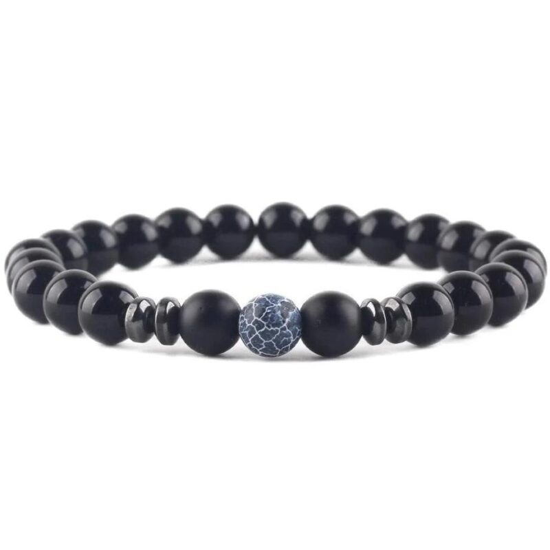 Bracelet Homme Elegant Pierre Noire Mate Style Tendance Et Raffine 10