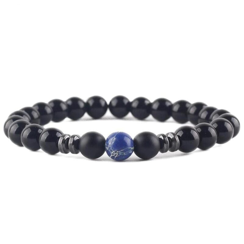 Bracelet Homme Elegant Pierre Noire Mate Style Tendance Et Raffine 11