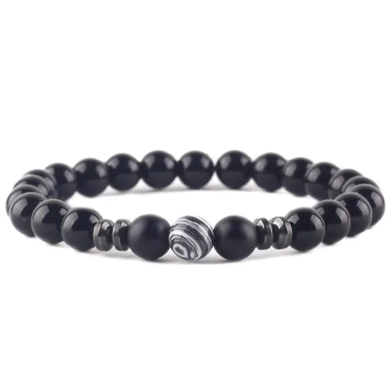 Bracelet Homme Elegant Pierre Noire Mate Style Tendance Et Raffine 12