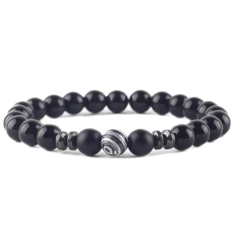 Bracelet Homme Elegant Pierre Noire Mate Style Tendance Et Raffine 12