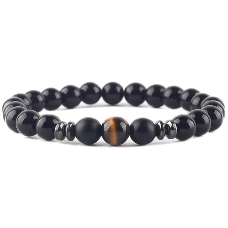 Bracelet Homme Elegant Pierre Noire Mate Style Tendance Et Raffine 13