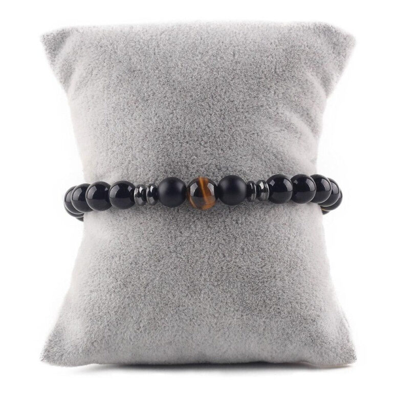 Bracelet Homme Elegant Pierre Noire Mate Style Tendance Et Raffine 14