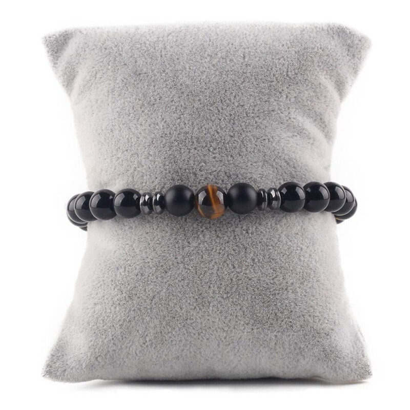 Bracelet Homme Elegant Pierre Noire Mate Style Tendance Et Raffine 14