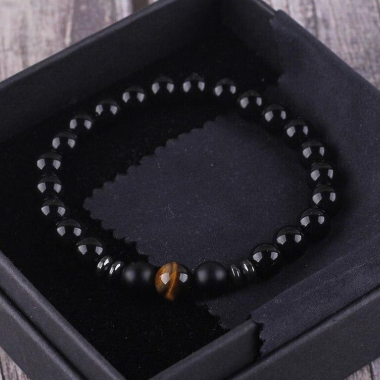 Bracelet Homme Elegant Pierre Noire Mate Style Tendance Et Raffine 15