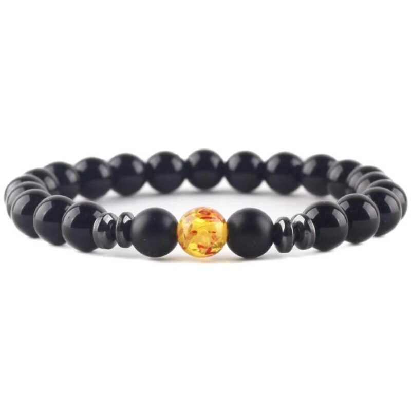 Bracelet Homme Elegant Pierre Noire Mate Style Tendance Et Raffine 3