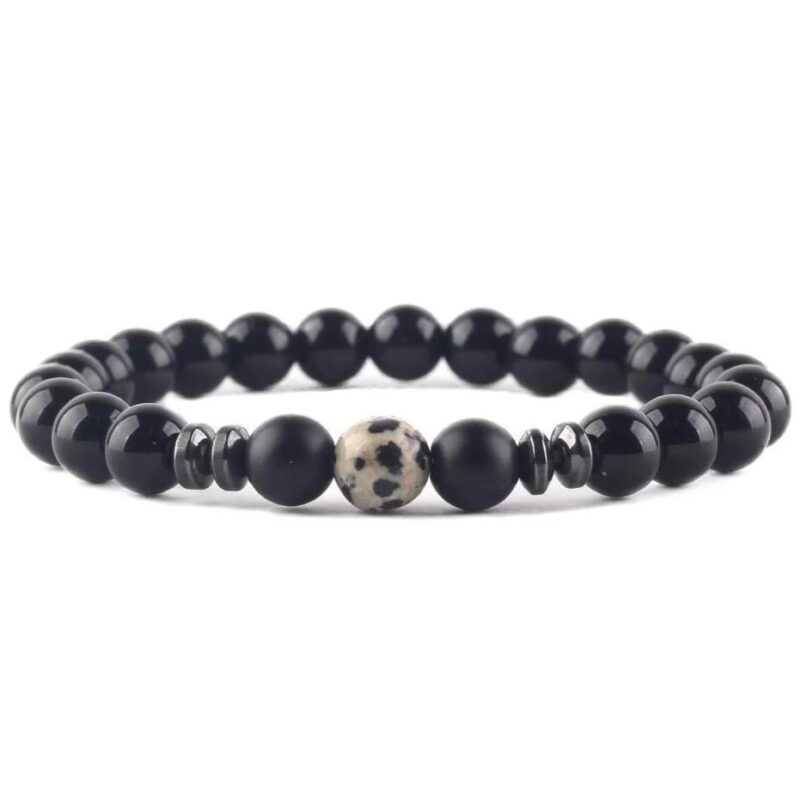 Bracelet Homme Elegant Pierre Noire Mate Style Tendance Et Raffine 5