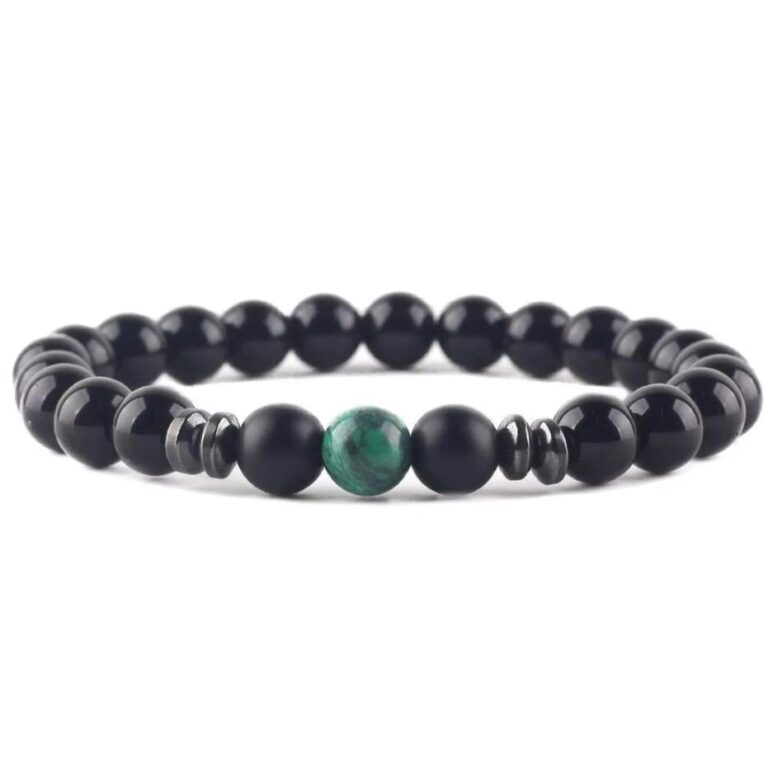 Bracelet Homme Elegant Pierre Noire Mate Style Tendance Et Raffine 6