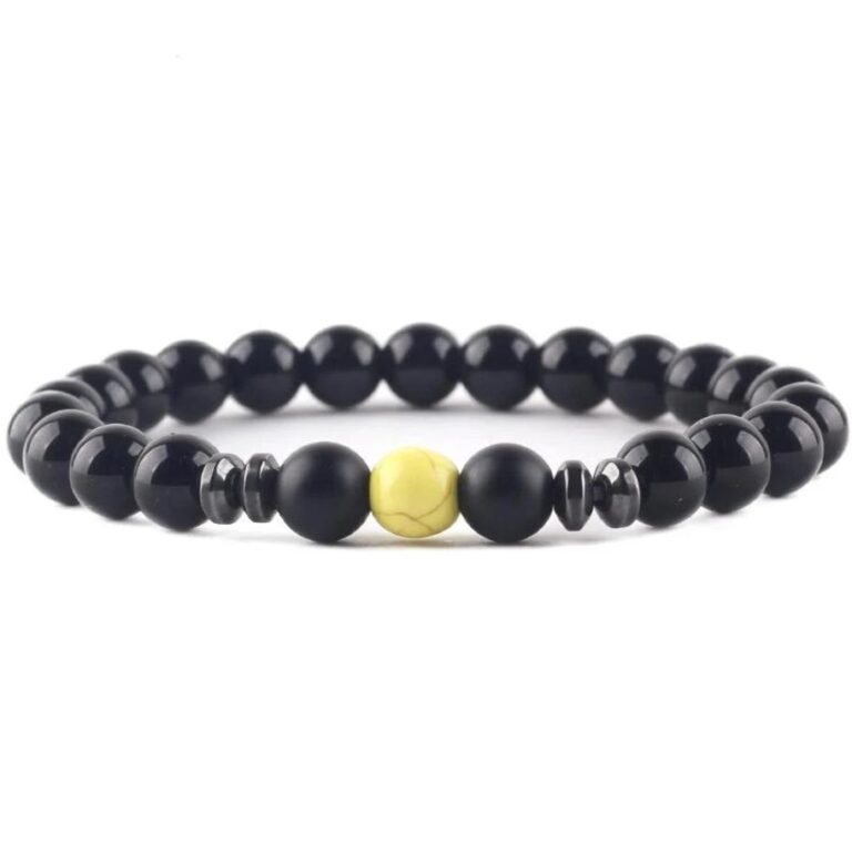 Bracelet Homme Elegant Pierre Noire Mate Style Tendance Et Raffine