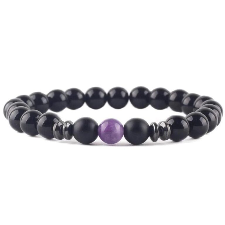 Bracelet Homme Elegant Pierre Noire Mate Style Tendance Et Raffine 8