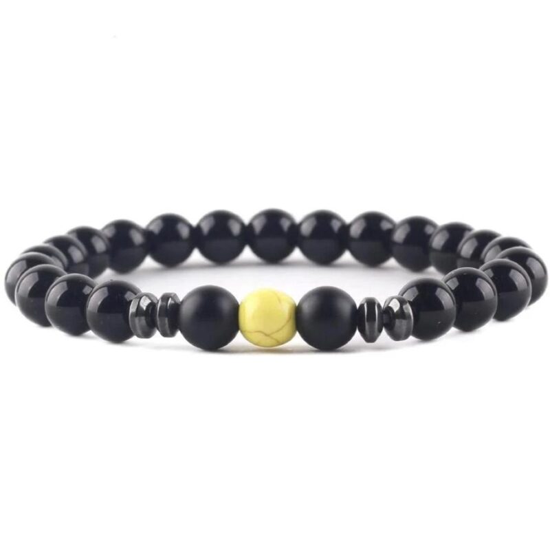 Bracelet Homme Elegant Pierre Noire Mate Style Tendance Et Raffine