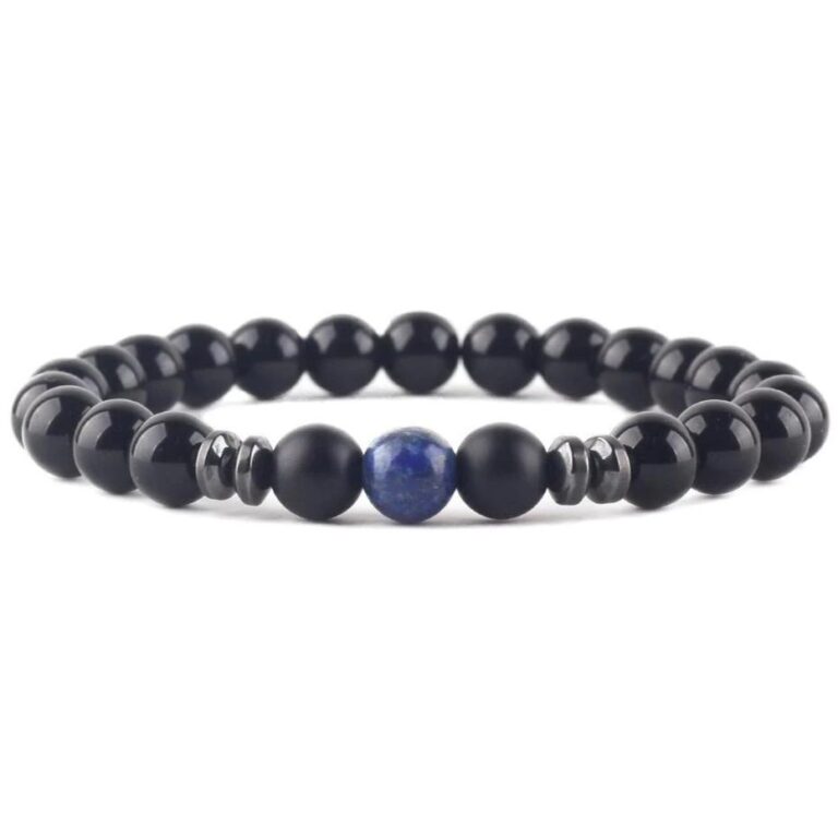 Bracelet Homme Elegant Pierre Noire Mate Style Tendance Et Raffine 9