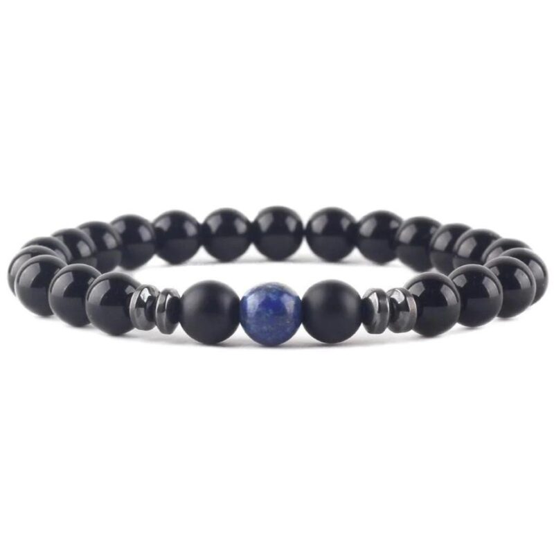 Bracelet Homme Elegant Pierre Noire Mate Style Tendance Et Raffine 9