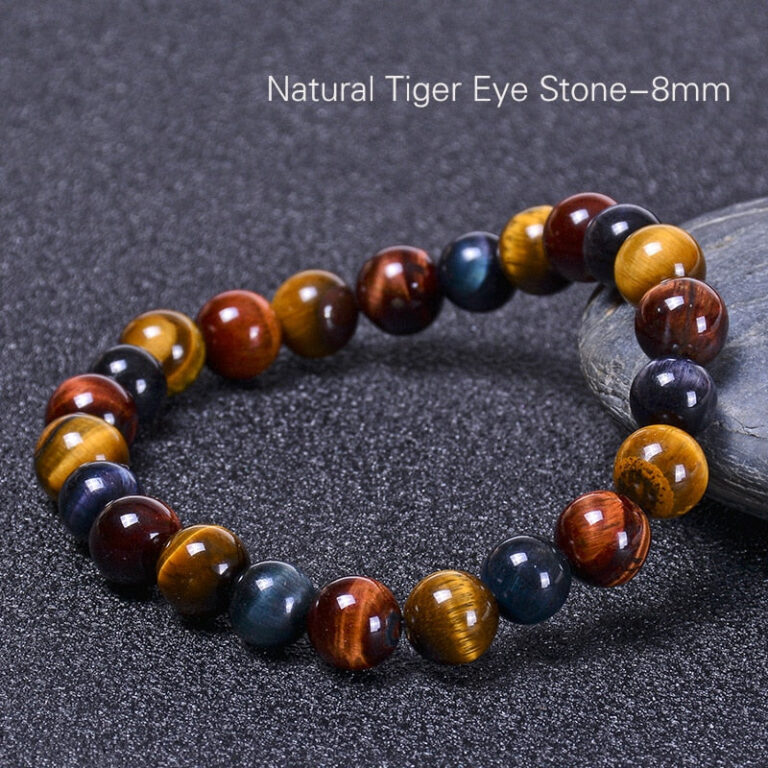 Bracelet Homme Femme Triple Protection En Pierres Naturelles Oeil De Tigre 1