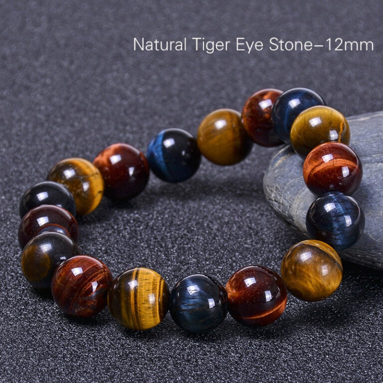 Bracelet Homme Femme Triple Protection En Pierres Naturelles Oeil De Tigre 2