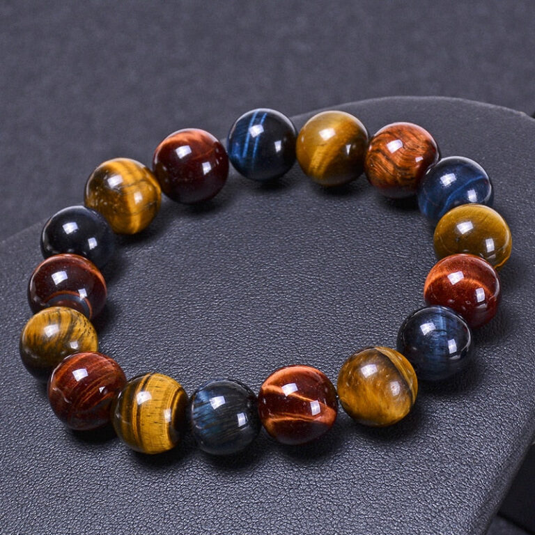 Bracelet Homme Femme Triple Protection En Pierres Naturelles Oeil De Tigre 6