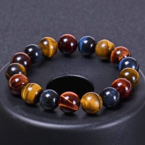 Bracelet Homme Femme Triple Protection En Pierres Naturelles Oeil De Tigre 7