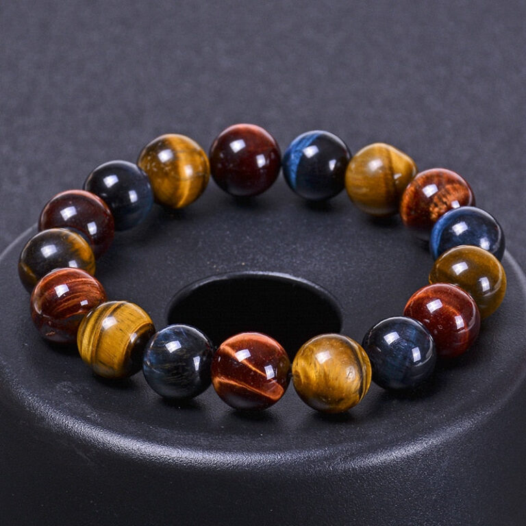 Bracelet Homme Femme Triple Protection En Pierres Naturelles Oeil De Tigre 7