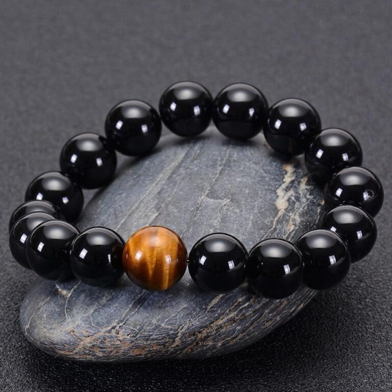 Bracelet Homme Pierre Noire Style Elegant Accessoire Tendance Et Raffine 3
