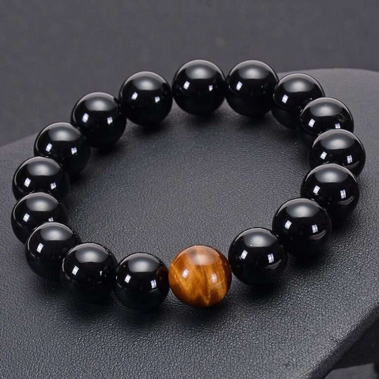 Bracelet Homme Pierre Noire Style Elegant Accessoire Tendance Et Raffine 5