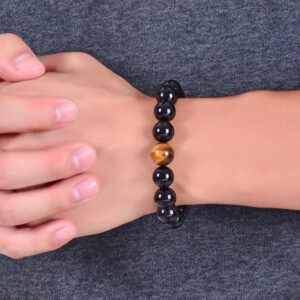 Bracelet Homme Pierre Noire Style Elegant Accessoire Tendance Et Raffine 7