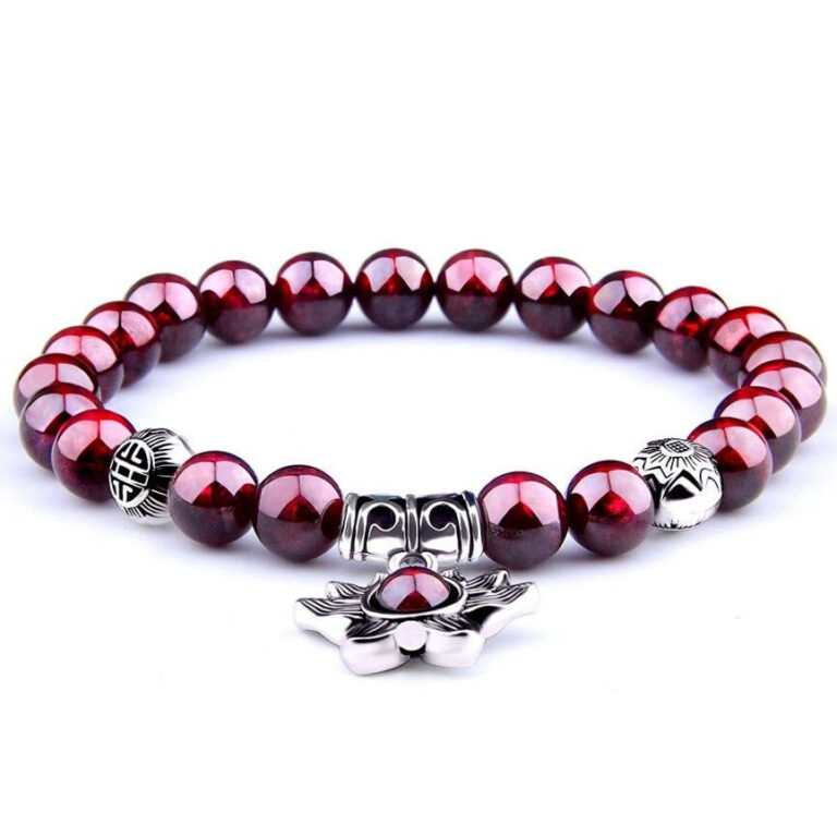 Bracelet Homme Pierre Rouge Elegant Accessoire Mode Masculine Tendance 4