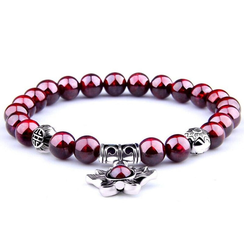 Bracelet Homme Pierre Rouge Elegant Accessoire Mode Masculine Tendance 4