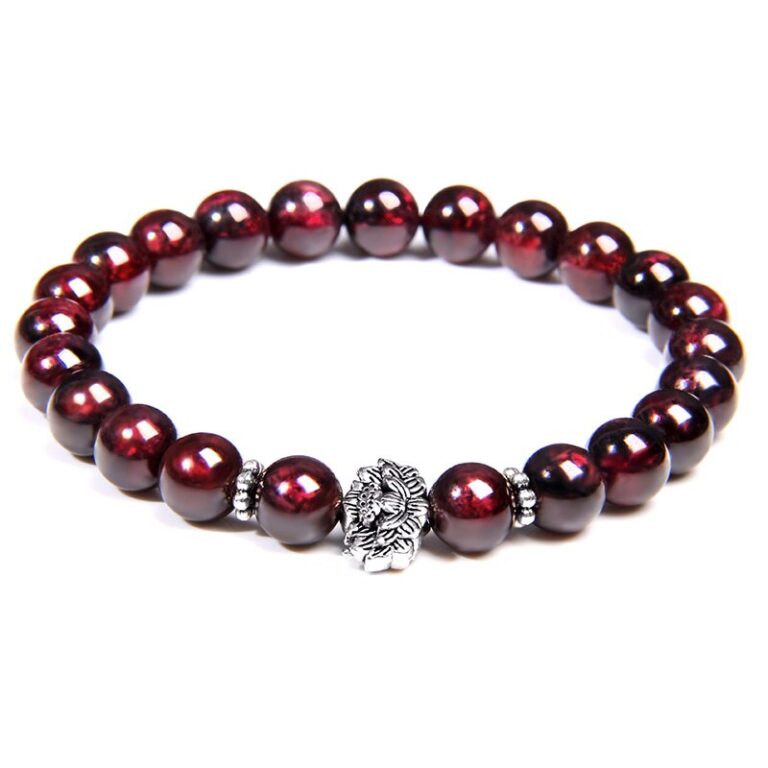 Bracelet Homme Pierre Rouge Elegant Accessoire Mode Masculine Tendance 5