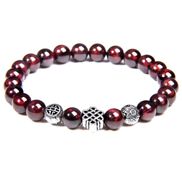 Bracelet Homme Pierre Rouge Elegant Accessoire Mode Masculine Tendance 6
