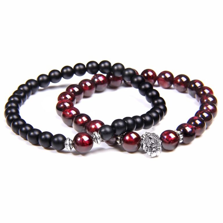 Bracelet Homme Pierre Rouge Elegant Accessoire Mode Masculine Tendance 7