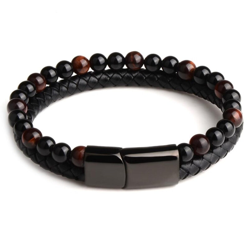Bracelet Homme Pierres Naturelles Oeil De Tigre Bijou Tendance Et Protecteur 1