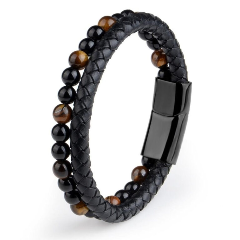 Bracelet Homme Pierres Naturelles Oeil De Tigre Bijou Tendance Et Protecteur 4