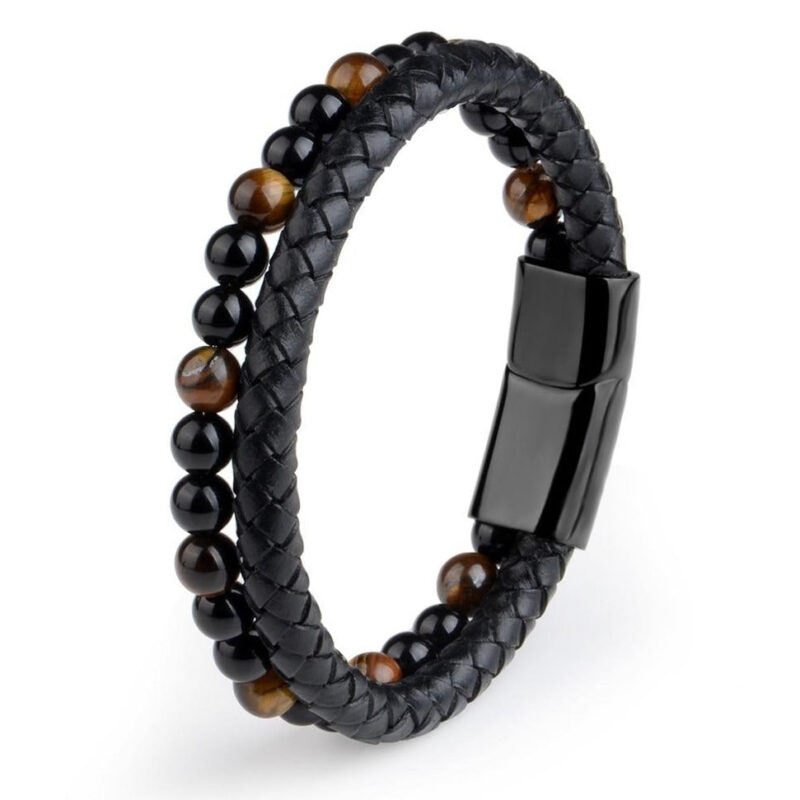 Bracelet Homme Pierres Naturelles Oeil De Tigre Bijou Tendance Et Protecteur 4