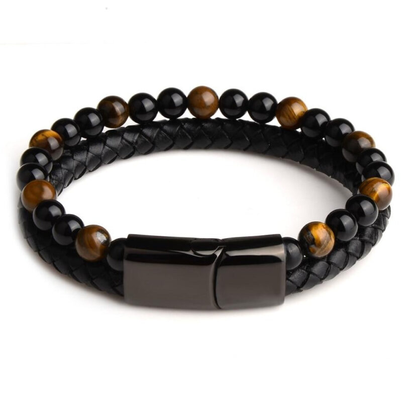 Bracelet Homme Pierres Naturelles Oeil De Tigre Bijou Tendance Et Protecteur 5