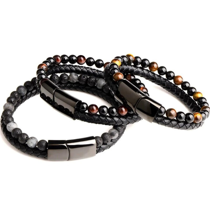 Bracelet Homme Pierres Naturelles Oeil De Tigre Bijou Tendance Et Protecteur