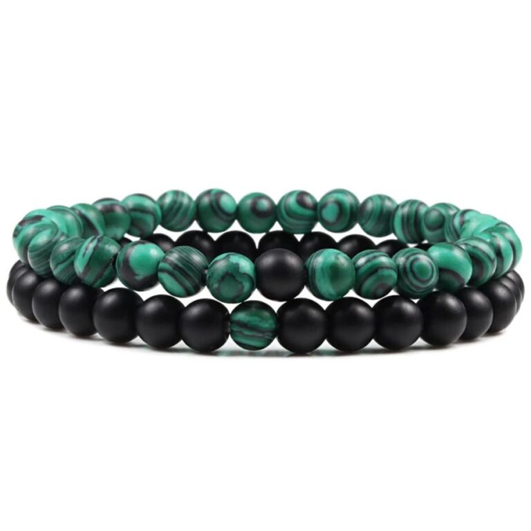 Bracelet Homme Pierres Naturelles Vertes Style Et Elegance Accessoire Tendance 1
