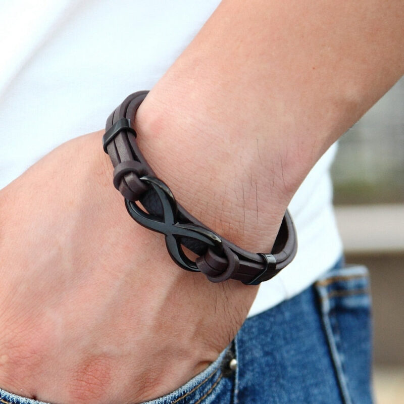 Bracelet Homme Tendance Acier Inoxydable Design Infini Elegant Et Durable 1