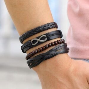 Bracelet Homme Tendance Style Infini Acier Inoxydable Cadeau Elegant Et Durable 1