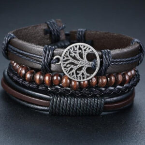 Bracelet Homme Tresse Elegant Symbole Arbre Cadeau Tendance 3
