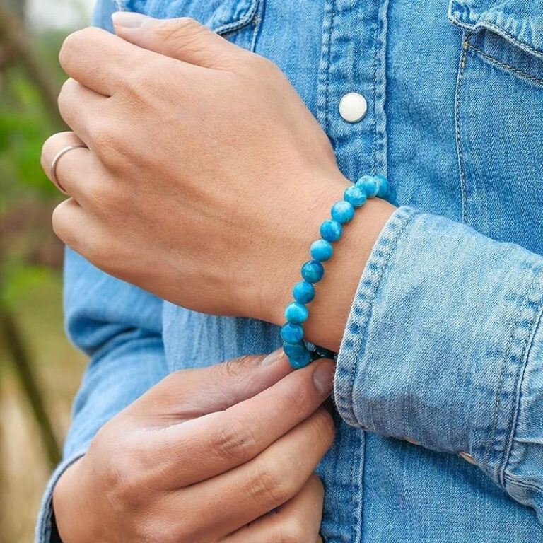 Bracelet Pierres Naturelles Bleues Authentiques Bijou Lithotherapie Et Bien Etre 1