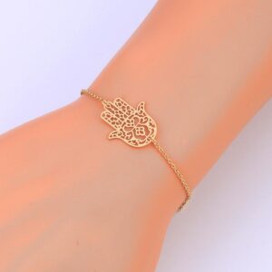 Bracelet Porte Bonheur Dore Femme Bijou Main Protectrice Tendance 3