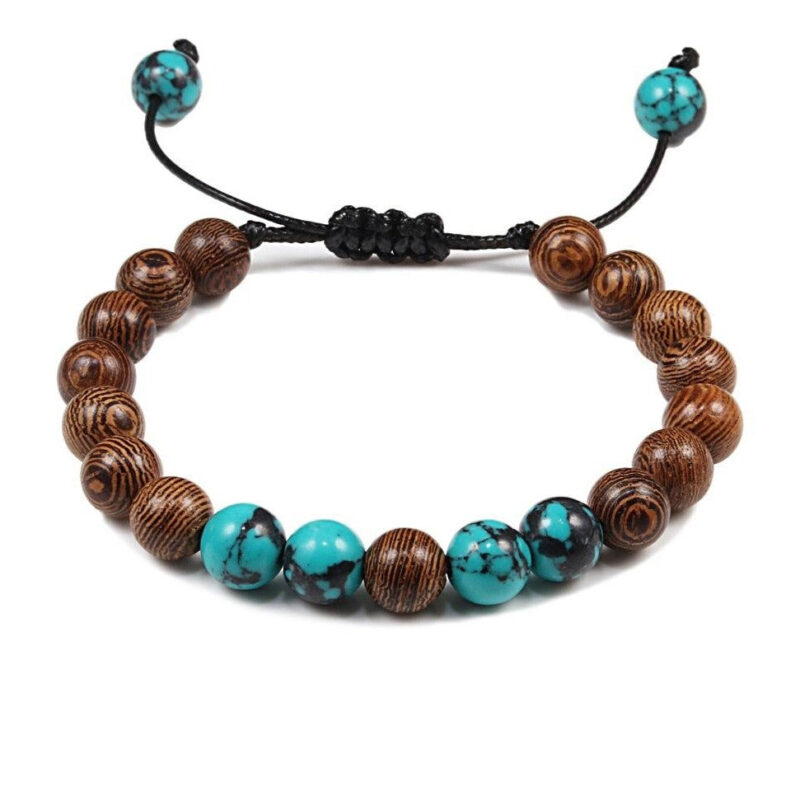 Bracelet Style Boho Homme Avec Pierres Turquoise Ornementales Accessoire Tendance 1
