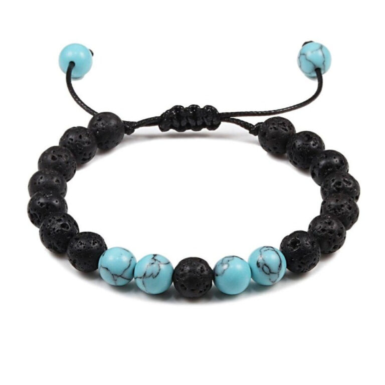 Bracelet Style Boho Homme Avec Pierres Turquoise Ornementales Accessoire Tendance 2