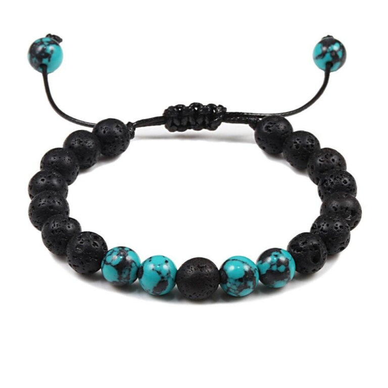 Bracelet Style Boho Homme Avec Pierres Turquoise Ornementales Accessoire Tendance 3