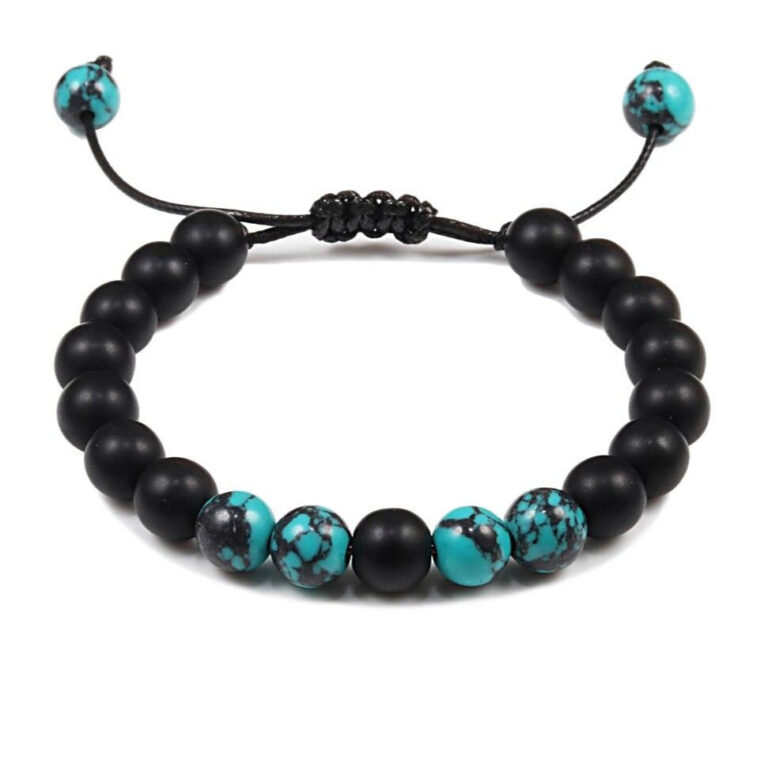 Bracelet Style Boho Homme Avec Pierres Turquoise Ornementales Accessoire Tendance 5